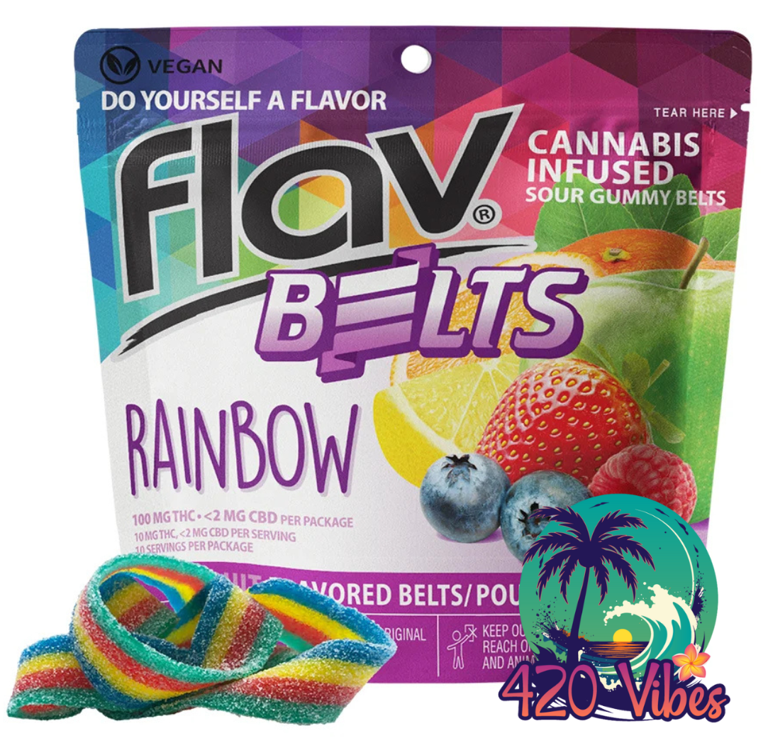 Rainbow Belt 10 pieces • 1000mg THC total Sweet, sour, and straight-up vibey 🌊 These rainbow belts hit with that perfect balance — tangy sugar rush on the outside, smooth elevated ride on the inside. Crafted for those who like their highs flavor-packed and controlled, each belt lets you dose your way while enjoying a nostalgic candy feel with a grown-up twist 😏 Perfect for beach days, sunset hangs, or leveling up your night in Vallarta 🌅 ✨ Flavor: Tart • Fruity • Candy rainbow 🌿 Effects: Euphoric • Uplifted • Chill body feel 🔥 Strength: 1000mg total (10 pieces = 100mg each) 🎯 Vibe: Fun • Social • Carefree energy “Sweet on the tongue… heavy on the vibe 🌈🔥”